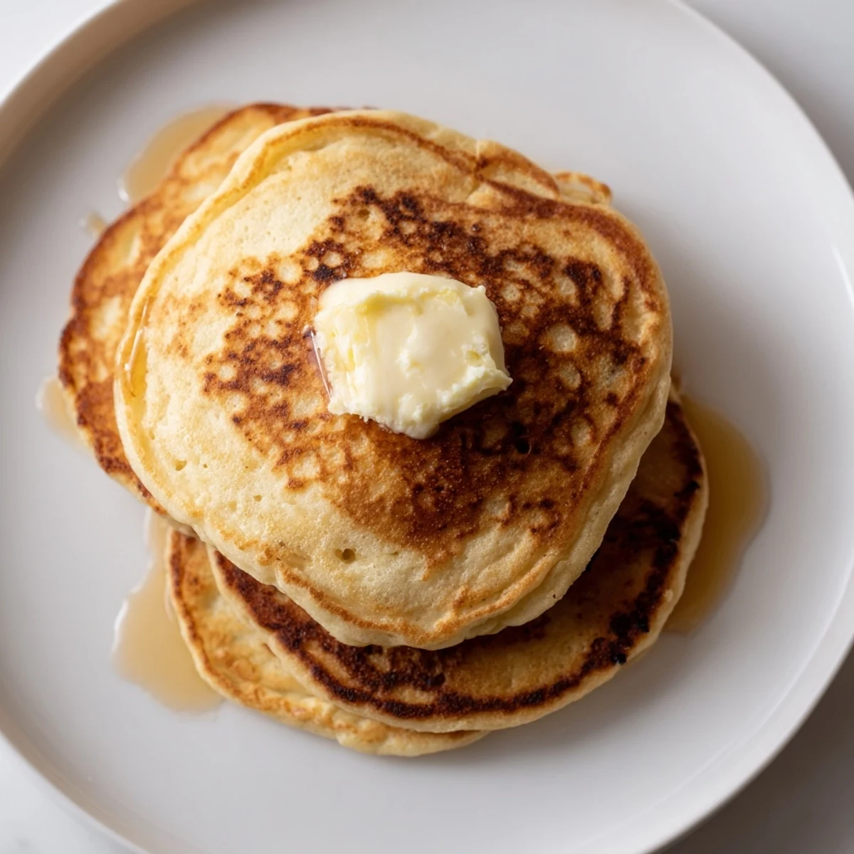 Close-up of perfectly cooked Light and Fluffy Ricotta Pancakes, showing their delightful texture and fluff.
