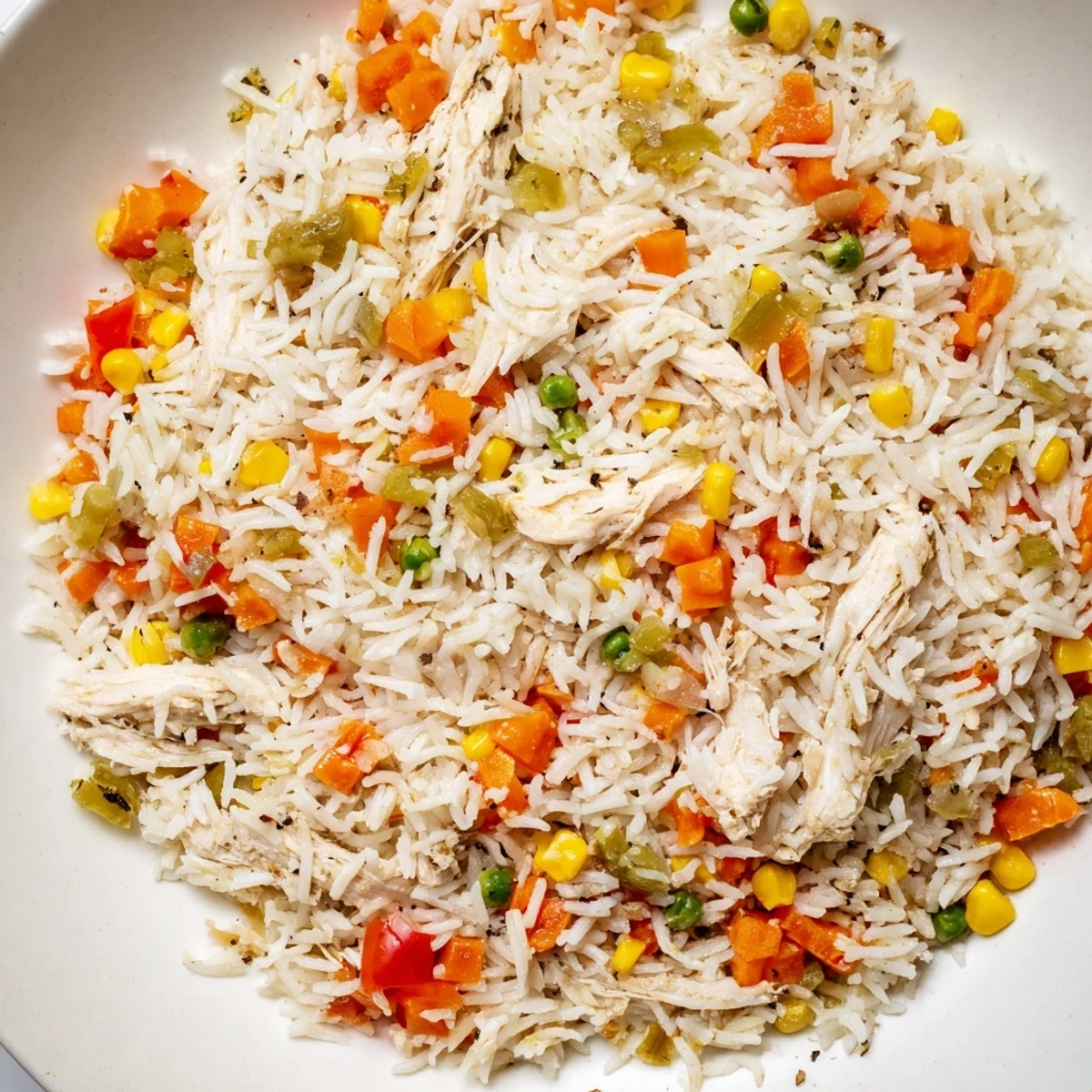 A warm bowl of one-pot chicken and rice, a flavorful and simple family meal, is ready to serve.