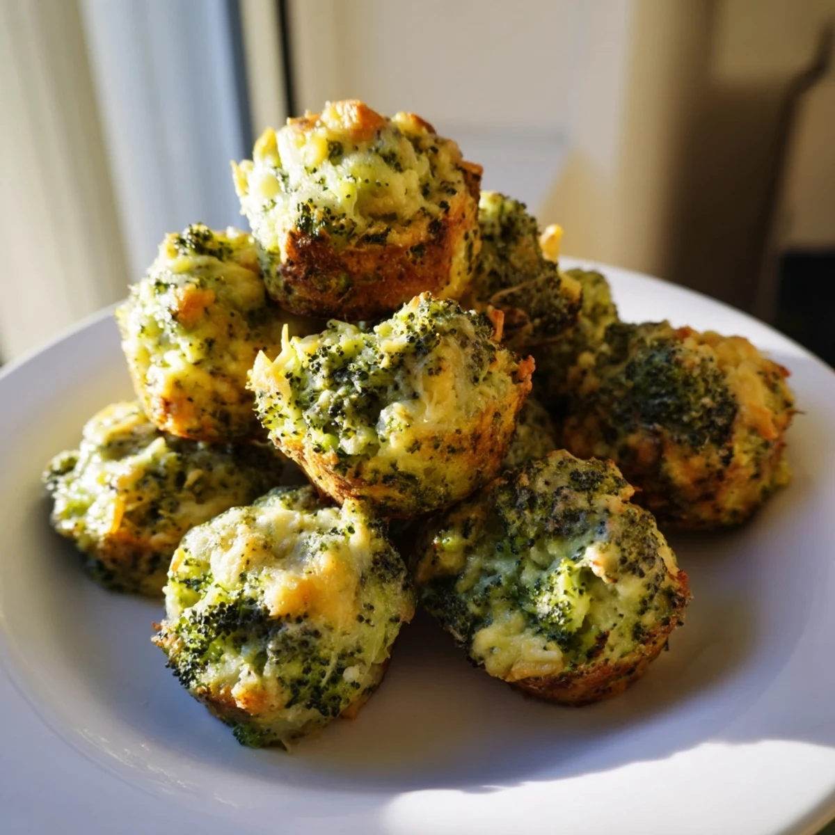 Warm, cheesy Cheesy Broccoli Casserole Bites with a soft interior, ready to be enjoyed as a snack.