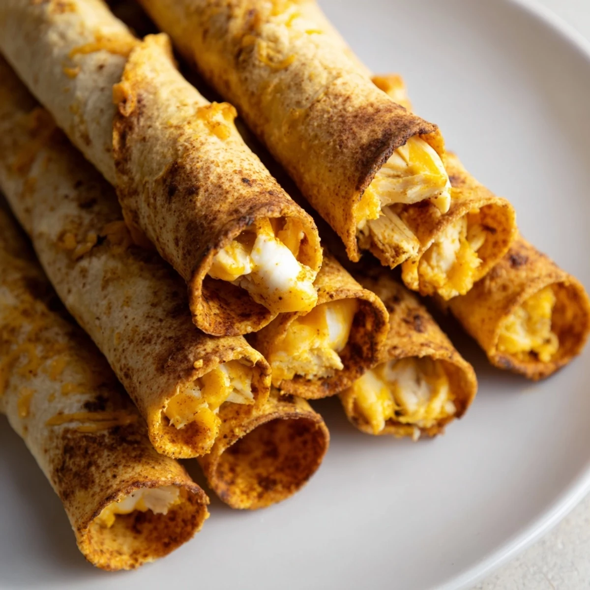 Perfectly browned Air Fryer Taquitos, showcasing a savory chicken filling against a warm tortilla.