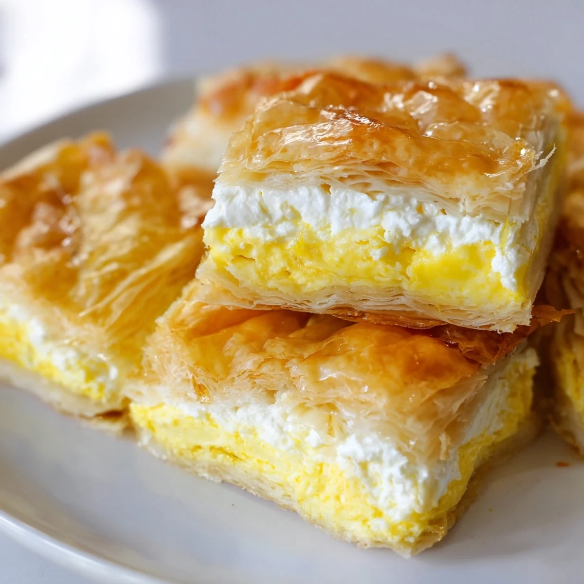Imagine the aroma: warm Serbian Gibanica, showcasing its feta and cottage cheese filling.
