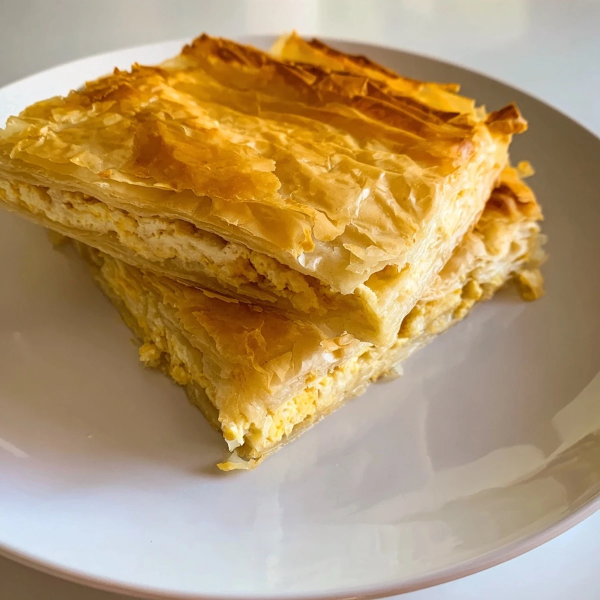 Golden, flaky Bulgarian Banitsa, a savory pastry, bubbling with cheesy, baked perfection.