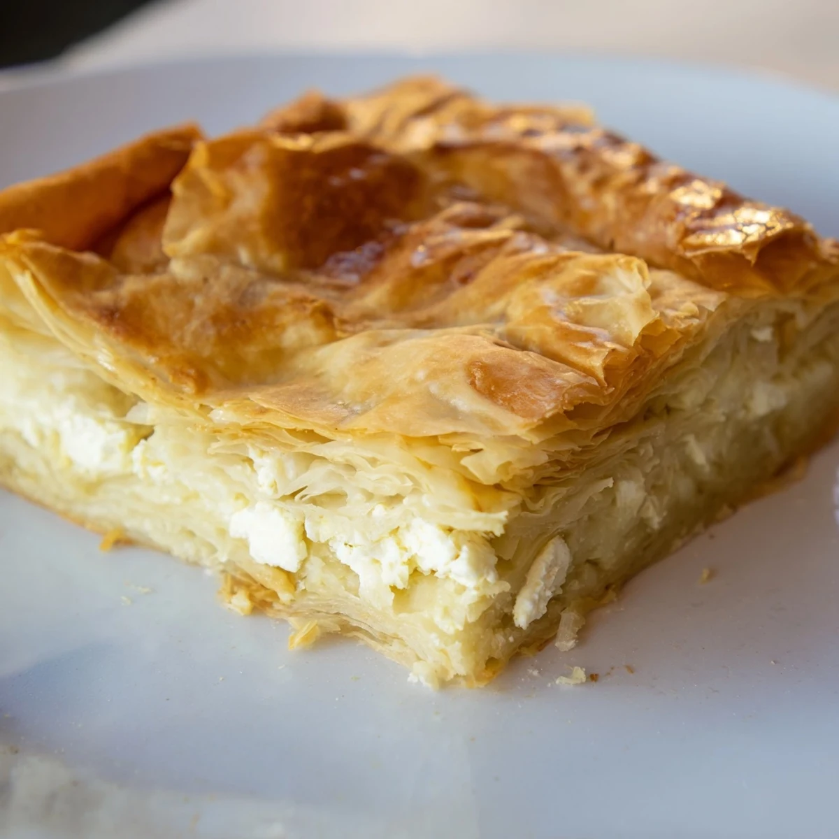 Freshly baked Bulgarian Banitsa with crispy phyllo layers, a delightful breakfast or brunch choice.