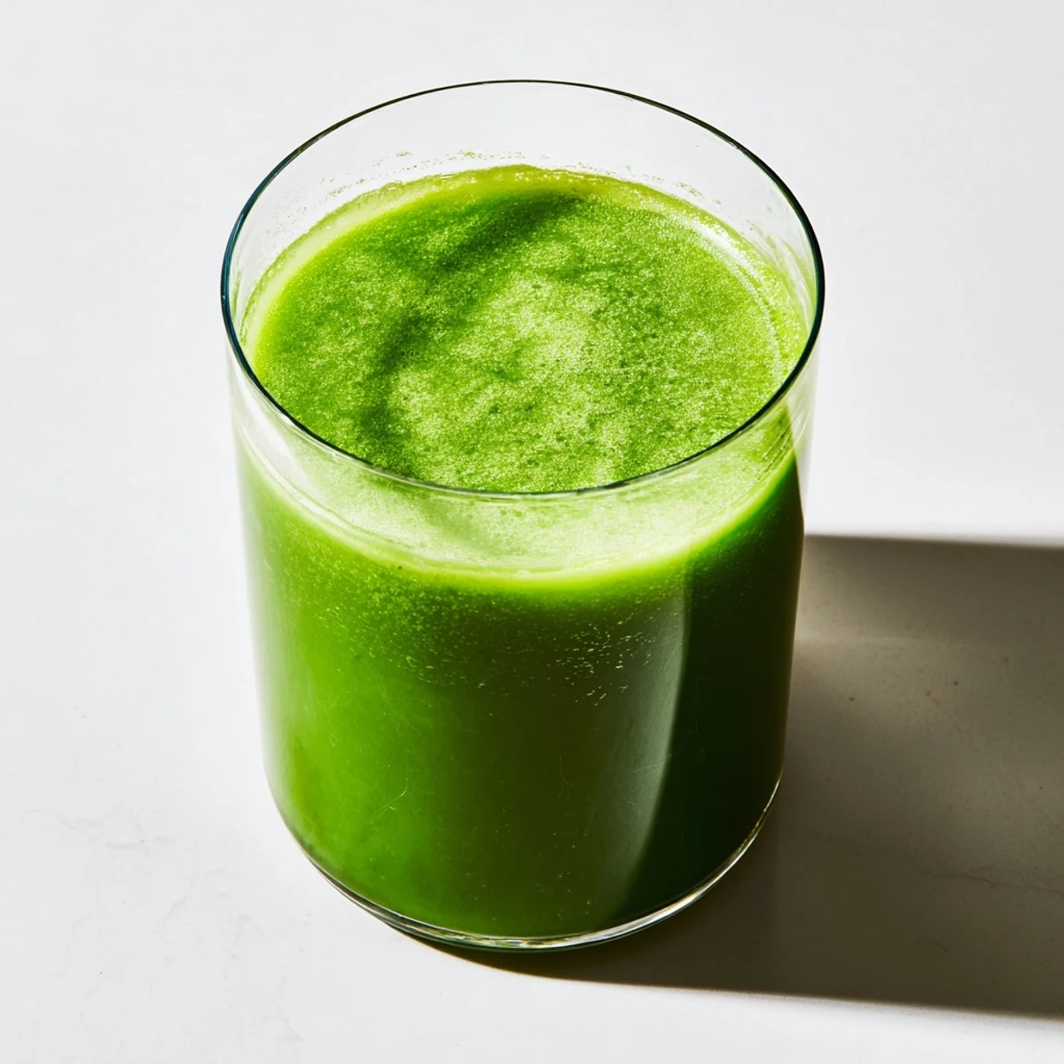 Close-up of Cabbage and Kale Detox Juice in a mason jar, garnished with lemon wedges and fresh ginger slices.