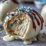 Decadent white chocolate peanut butter Easter eggs with colorful sprinkles, perfect for festive spring celebrations and sweet holiday treats.