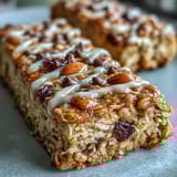 Wholesome nut-free granola bars with honey and oats, chewy and golden, packed with seeds and dried fruit for a perfect snack.