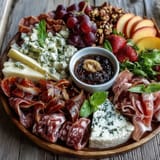 A vibrant Summer Charcuterie Board with prosciutto, Brie, and fresh berries.