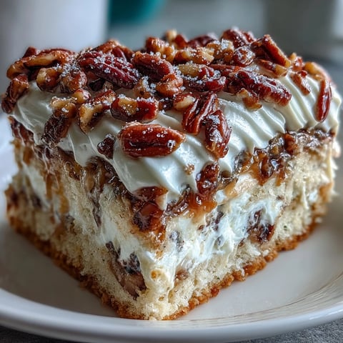 Slices of chilled Butter Pecan Tres Leches Cake reveal soaked sponge, fluffy whipped cream, and sticky toasted pecan garnish.