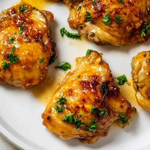 Savory and sweet Jam in Coffee Glazed Chicken, baked to perfection with a sticky, flavorful glaze.