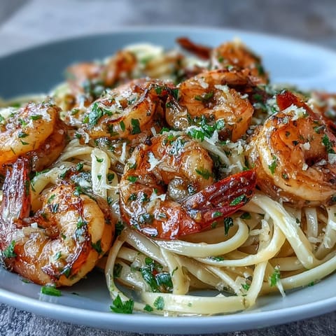 Steaming plates of Shrimp Scampi With Linguine reveal tender shrimp nestled in a buttery lemon-garlic sauce, with a sprig of parsley and bright citrus on the side.