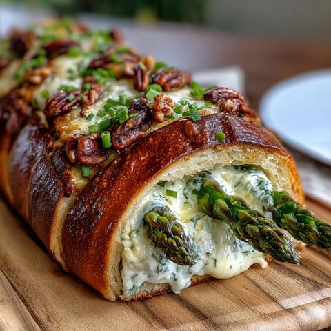 Flaky puff pastry tart topped with tender spring asparagus, creamy cheese, and fresh herbs—perfect for brunch or light dinner.