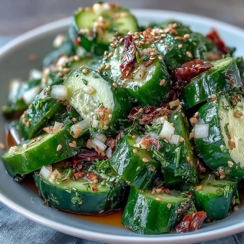 Smashed Cucumber Garlic Chili