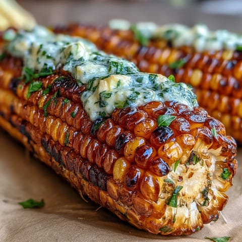 Grilled BBQ corn in foil, smothered in herb butter and ready for summer cookouts.  