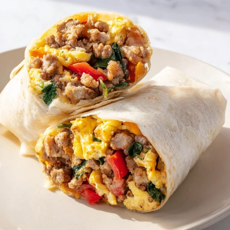 A close-up shot of Make-Ahead Breakfast Burritos, perfectly rolled and ready to eat with a side of salsa.