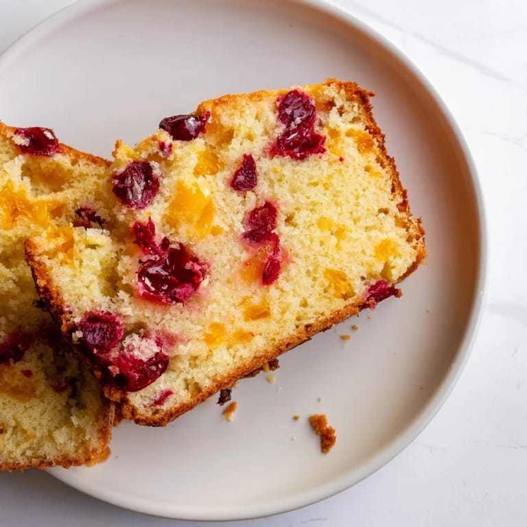 That seasonal cranberry and orange bread, with vibrant cranberries—perfect for a brunch spread.