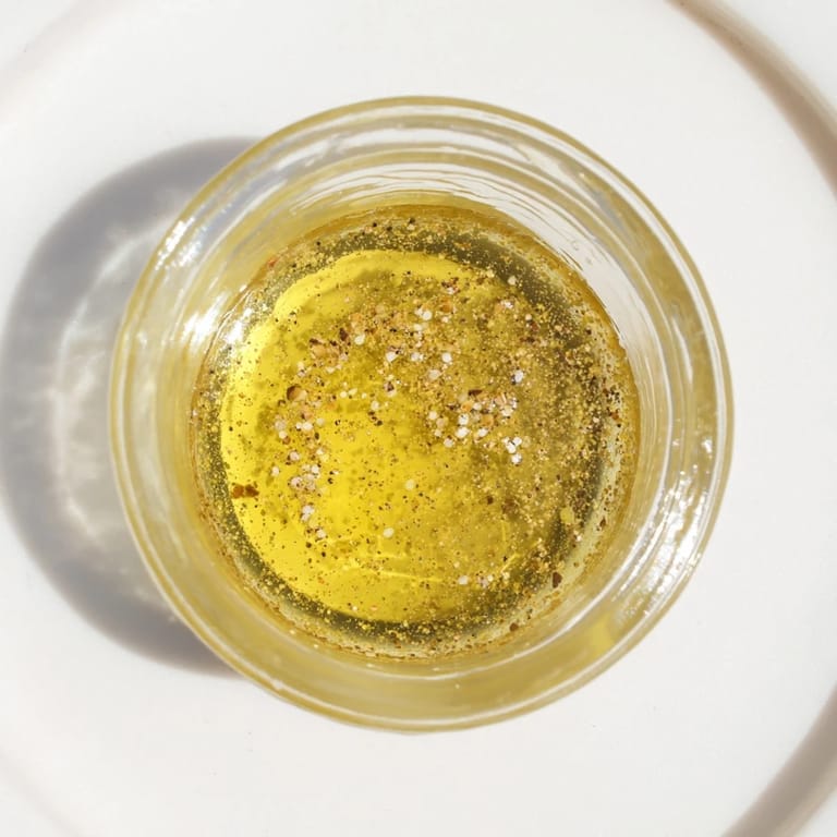 Close-up of freshly made Simple Honey Vinaigrette Salad Dressing, showcasing its smooth, emulsified texture and sweetness.