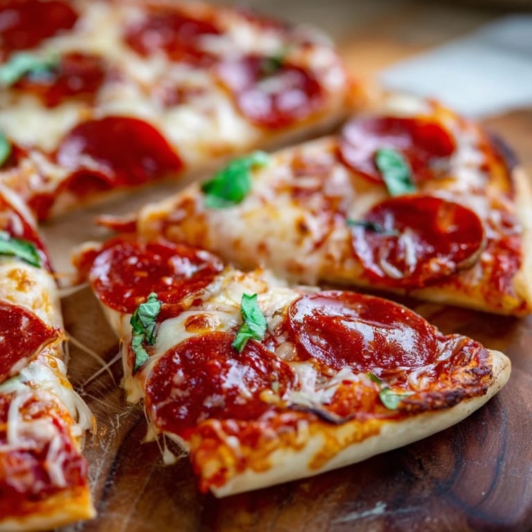 Close-up of a vibrant Dragon Scale appetizer, with melty cheese and crispy pepperoni, a perfect snack.