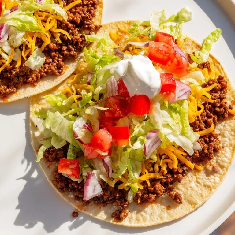 Imagine biting into these flavorful Crispy Smash Tacos: perfectly cooked ground beef atop a crispy tortilla!