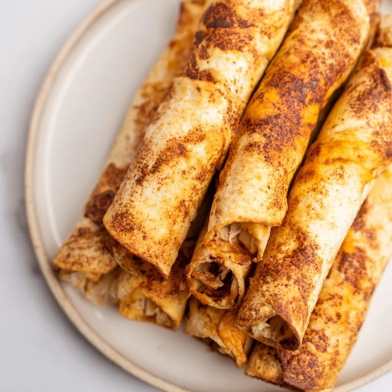 Enjoy a close-up of delicious Air Fryer Taquitos, ready to eat with guacamole and fresh lime.