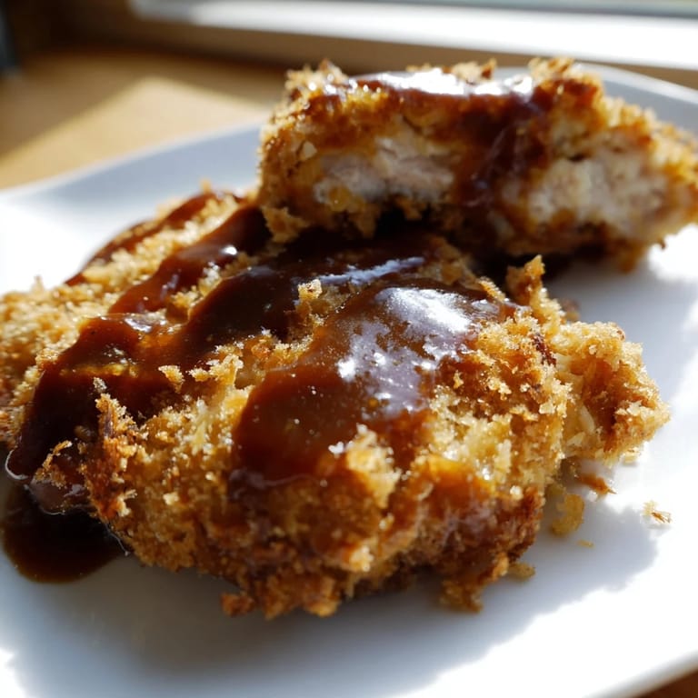 Homemade Chicken Katsu fried to golden perfection, with a side of steamed rice and lemon wedges on a rustic kitchen table.