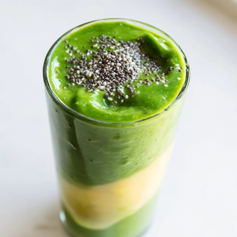 Served in a clear glass with a garnish of sliced banana, this nutrient-packed spinach-hidden smoothie looks refreshing and perfect for a healthy snack.