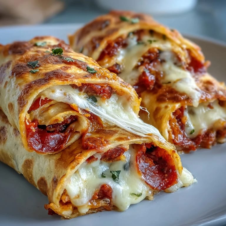 Golden Tortilla Pizza Rolls on a baking sheet are garnished with black olives and Italian seasoning.