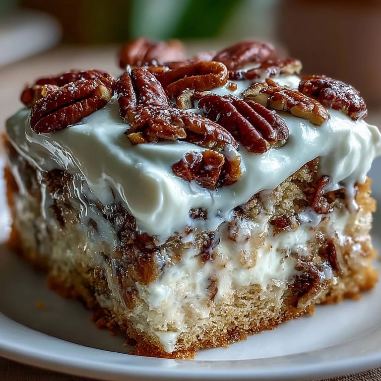 Butter Pecan Tres Leches Cake with knife beside it, showing moist layers and sweet milk soak ready for dessert.