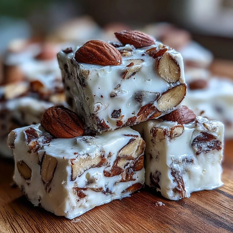 Homemade Hojicha Nougat cut into neat squares, perfect as a Japanese-inspired dessert gift.