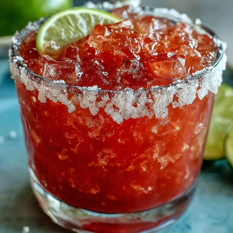 Vibrant Guava Margarita with Tajín rim and fresh guava slice on a summer table.