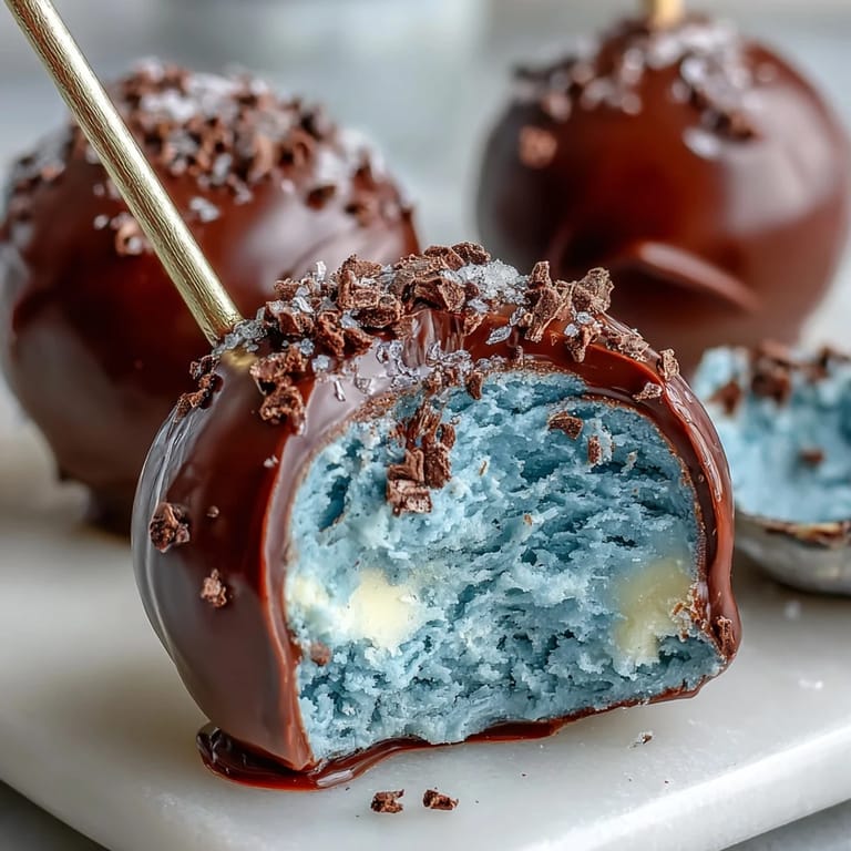 Delightful robins egg blue cake pops, bite-sized vanilla treats dipped in blue chocolate and speckled for a seasonal dessert.