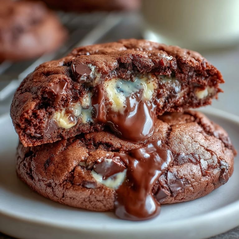 ALT text: Warm, gooey dark chocolate vanilla cookies perfect for pairing with a cold glass of milk.