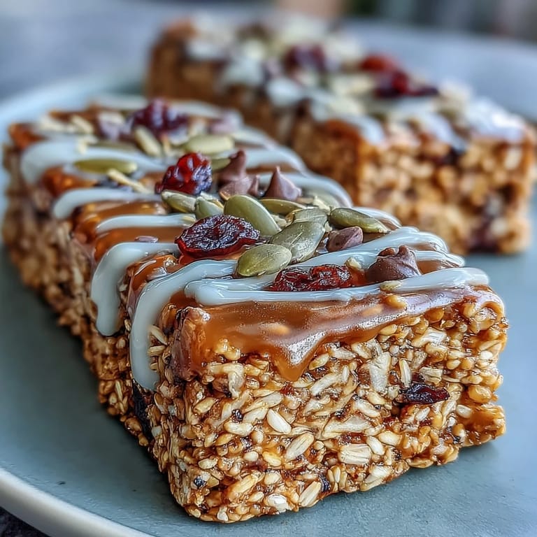 Chewy nut-free granola bars featuring honey, oats, and seeds, golden baked and loaded with dried cranberries for a wholesome treat.