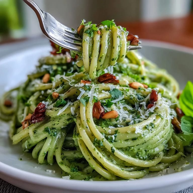 This delicious no-cook avocado pesto pasta is a fresh, easy lunch.