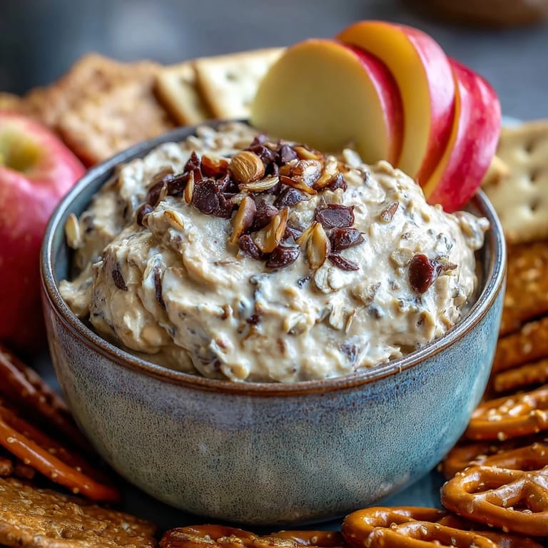 Delicious, easy chickpea cookie dough dip perfect for healthy snacking with fruit.