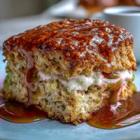 Golden dandelion honey scones served with clotted cream, perfect for a springtime brunch spread.