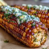 Grilled BBQ corn in foil, smothered in herb butter and ready for summer cookouts.  