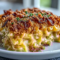 Baked creamy mac and cheese with golden panko topping, perfect for Easter dinner or holiday gatherings.  